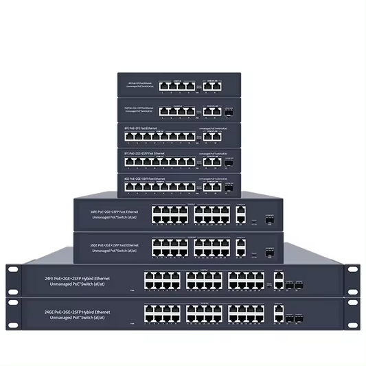 100/1000M Network Unmanaged Standard 4 8 16 24 Port selectable 48V PoE switch power supply