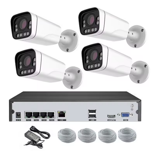 12MP 4 Channel IP Security Camera System 4CH POE NVR Kit 4Pcs HD Wired Outdoor Cameras with Color Night Vision